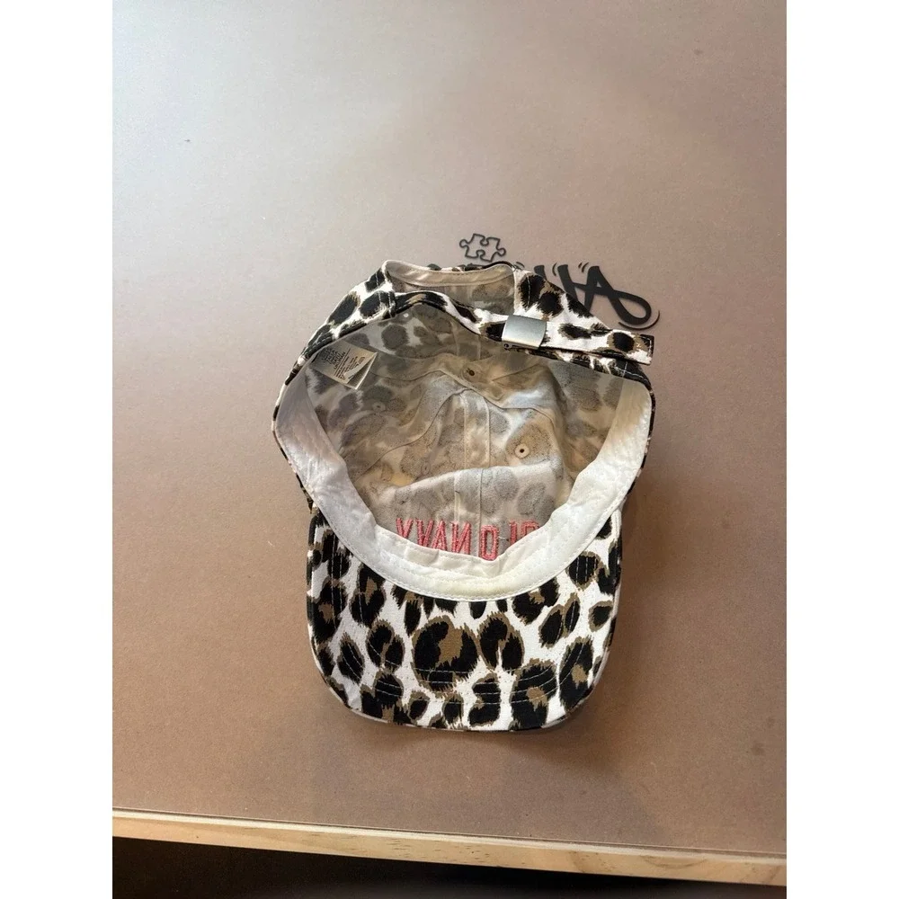 Old Navy Leopard Print Baseball Cap with Pink Logo‎ Embroidery Hat Girls